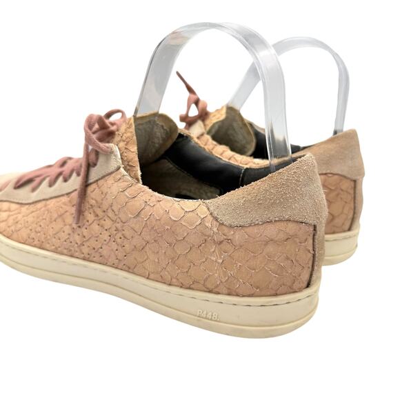P448 John Textured Embossed Pink Python Snake Distressed Low Top Sneakers - Picture 8 of 11